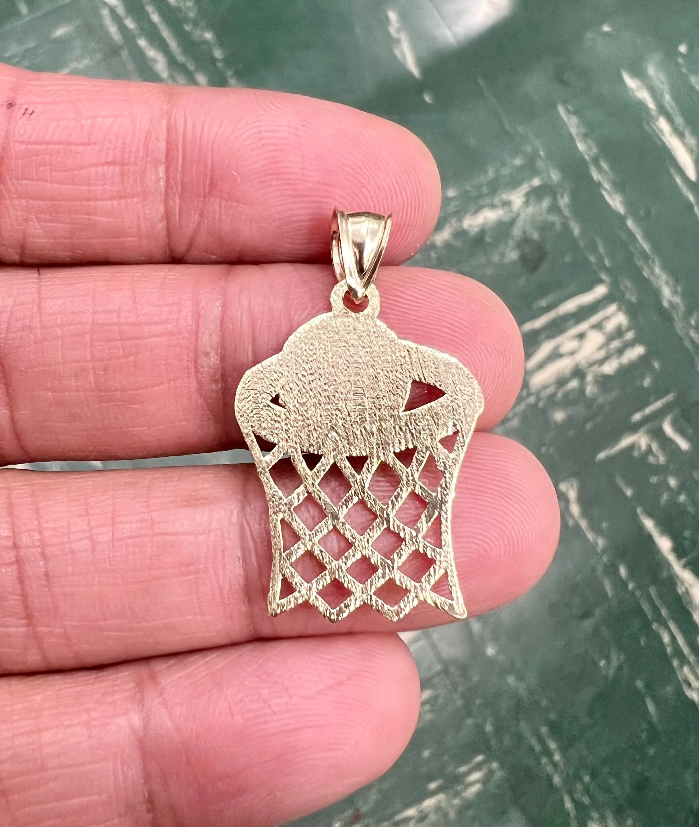 10k Solid Gold Basketball Hoop Classic Charm Pendant Necklace for Men Women