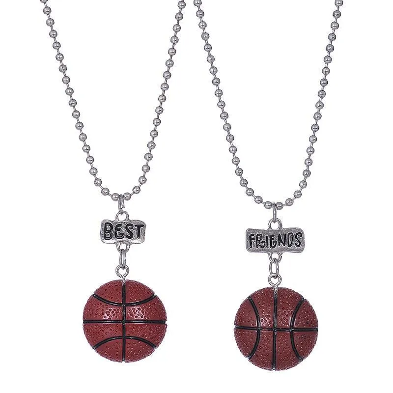 2PCs Best Friends Basketball Necklace