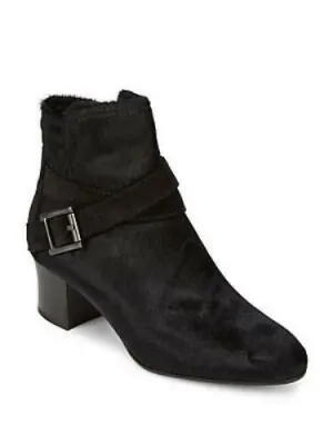 Aquatalia Women's Francique Calf Hair Zip Ankle Boots Booties Size 7.5 Black