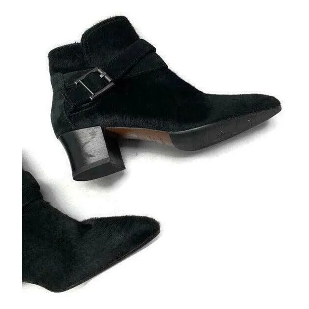 Aquatalia Women's Francique Calf Hair Zip Ankle Boots Booties Size 7.5 Black
