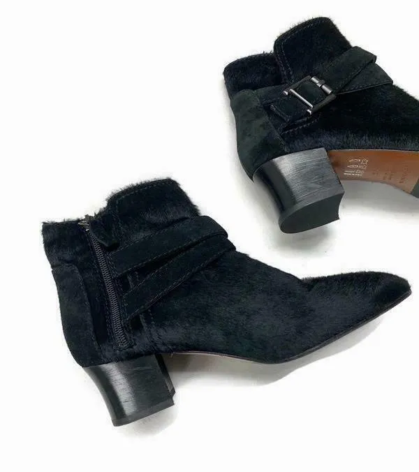 Aquatalia Women's Francique Calf Hair Zip Ankle Boots Booties Size 7.5 Black