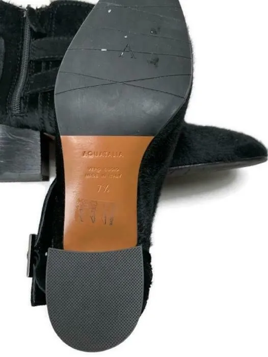 Aquatalia Women's Francique Calf Hair Zip Ankle Boots Booties Size 7.5 Black