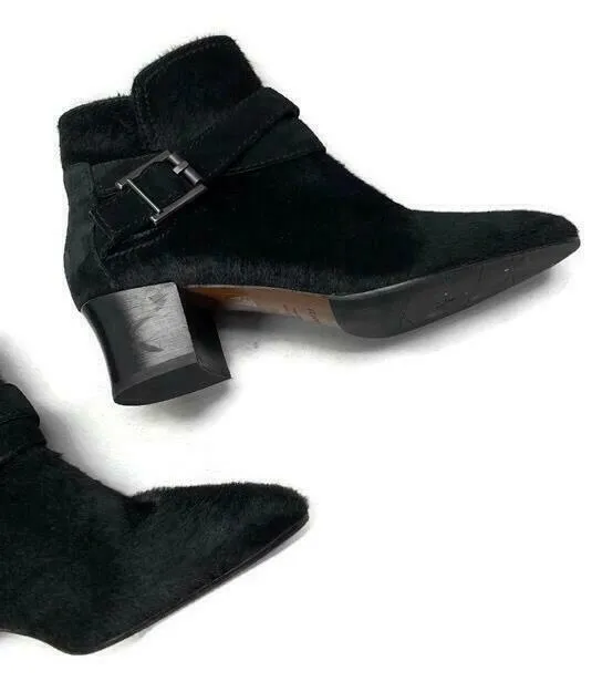 Aquatalia Women's Francique Calf Hair Zip Ankle Boots Booties Size 7.5 Black