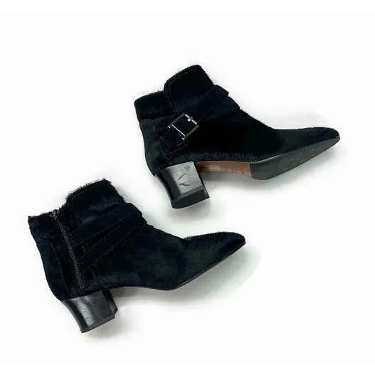 Aquatalia Women's Francique Calf Hair Zip Ankle Boots Booties Size 7.5 Black