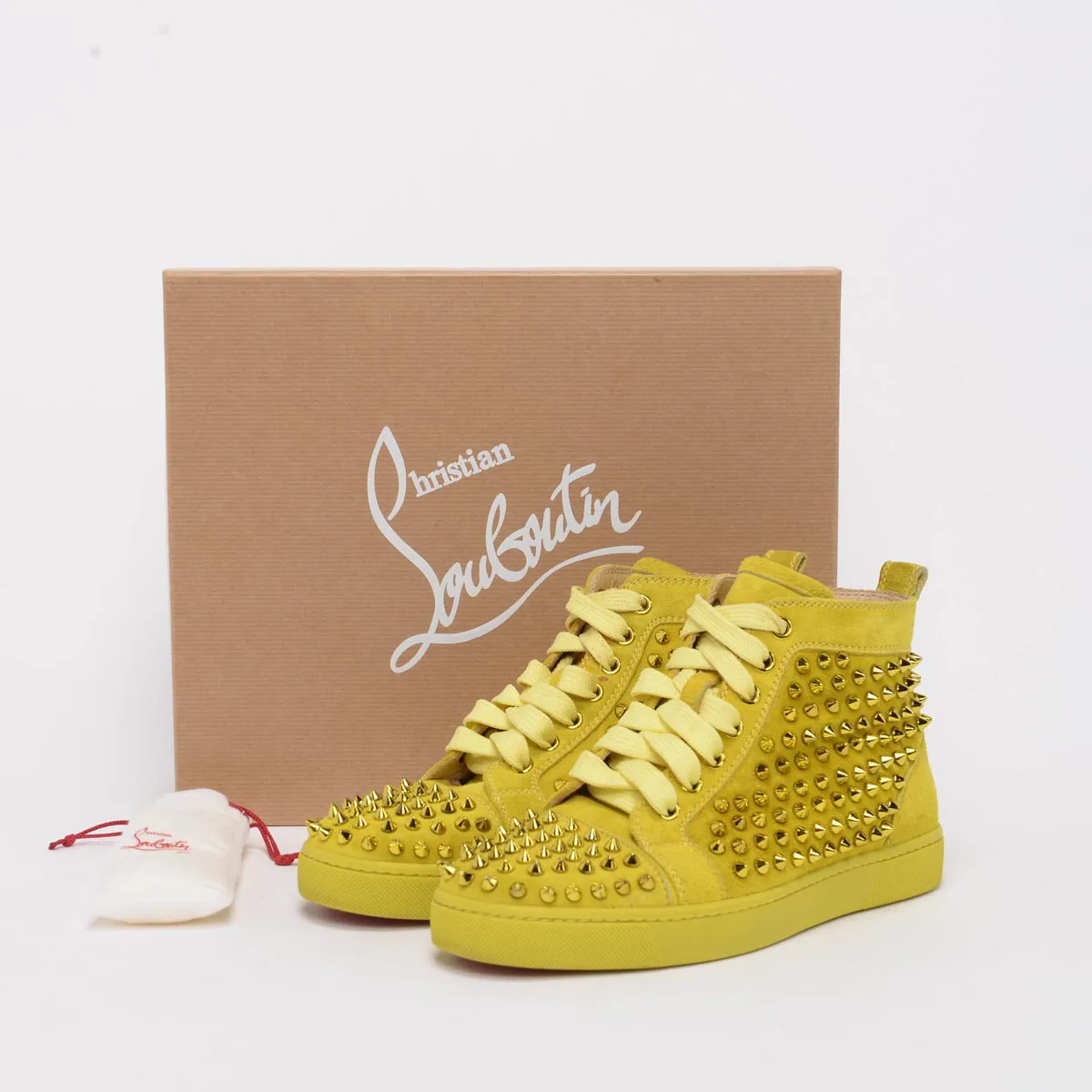 Christian Louboutin Mimosa Suede Louis Metallic Spike Sneakers 37