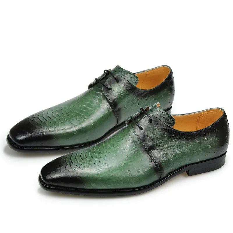 LuxeCroco Genuine Leather Croc Embossed Derby Shoes