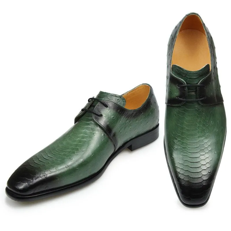 LuxeCroco Genuine Leather Croc Embossed Derby Shoes