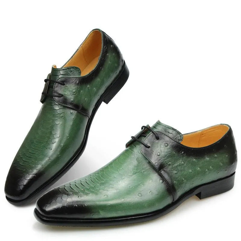 LuxeCroco Genuine Leather Croc Embossed Derby Shoes