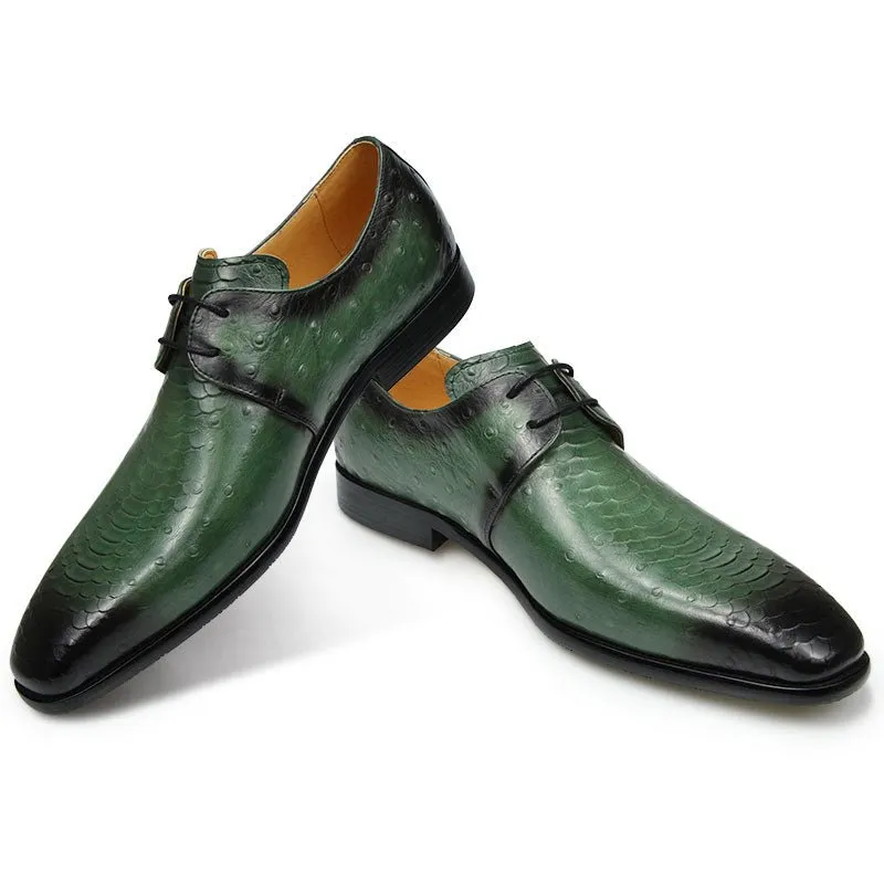 LuxeCroco Genuine Leather Croc Embossed Derby Shoes