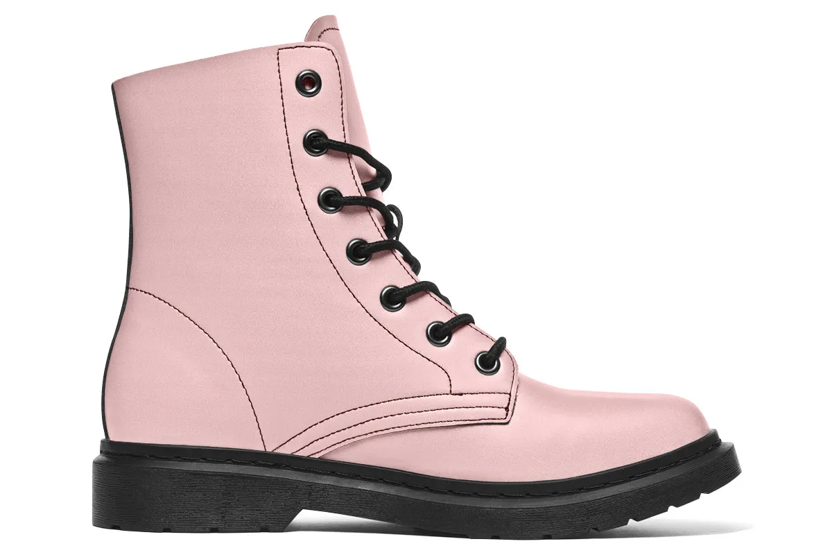 Rose Quartz Boots - Vegan Leather Doc-Style Boots with Durable Stitched on Soles