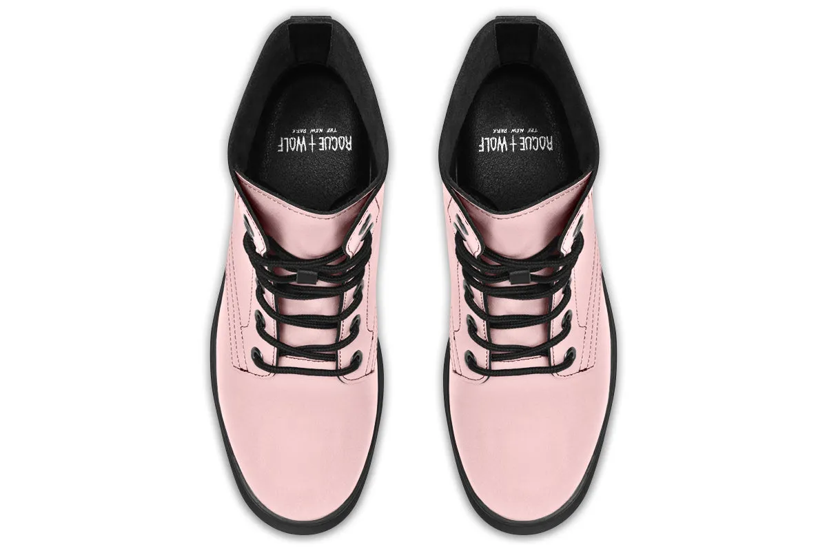 Rose Quartz Boots - Vegan Leather Doc-Style Boots with Durable Stitched on Soles