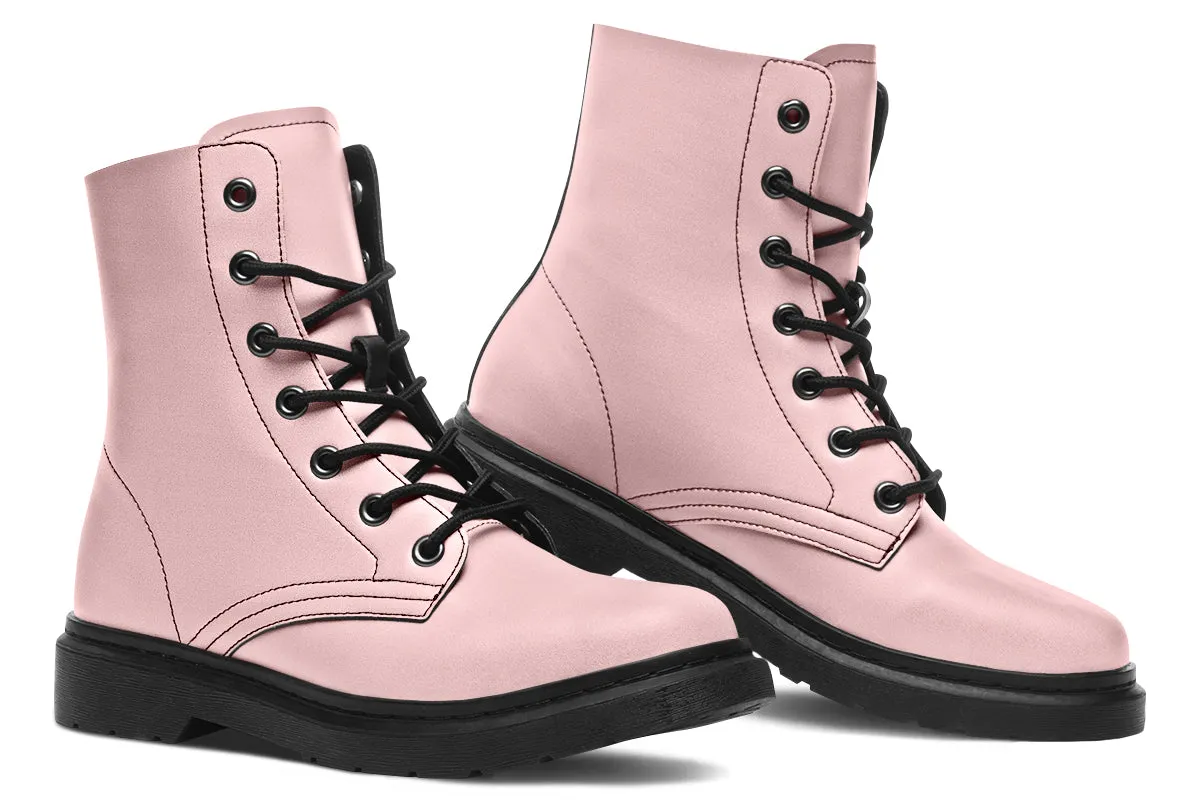 Rose Quartz Boots - Vegan Leather Doc-Style Boots with Durable Stitched on Soles