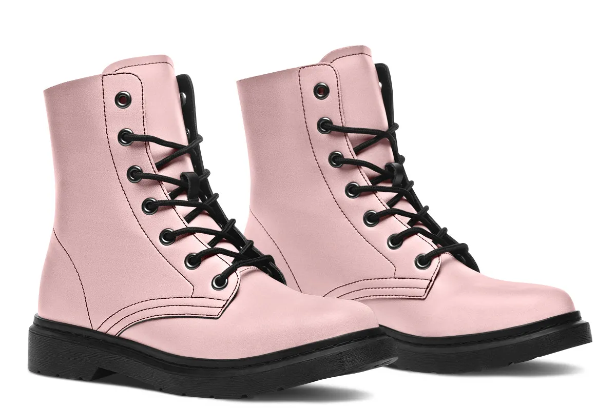 Rose Quartz Boots - Vegan Leather Doc-Style Boots with Durable Stitched on Soles