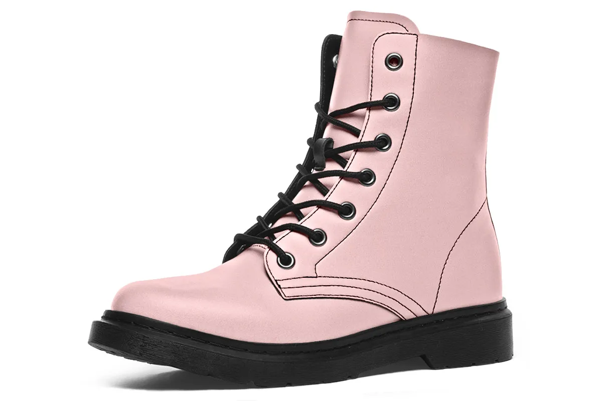 Rose Quartz Boots - Vegan Leather Doc-Style Boots with Durable Stitched on Soles